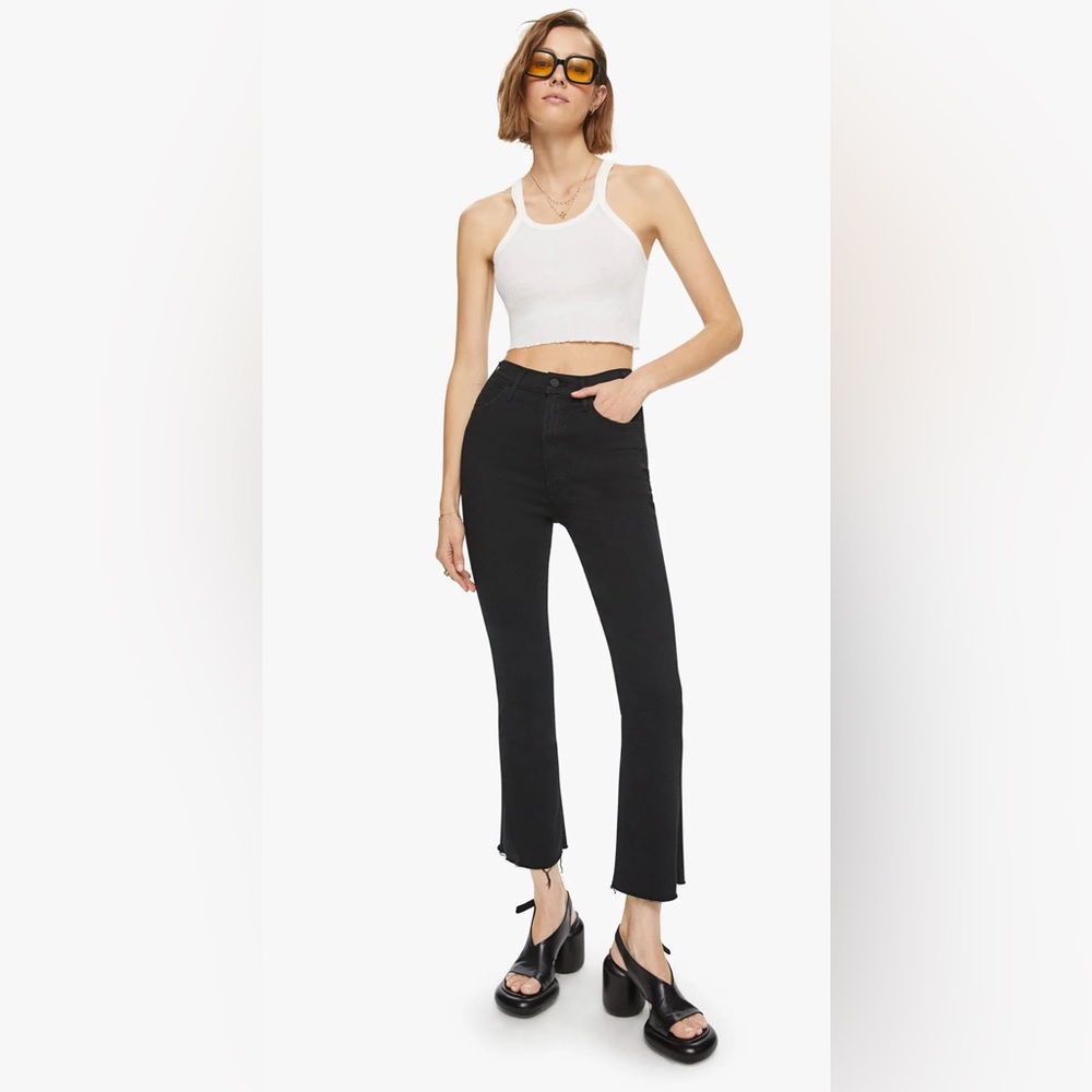 MOTHER The Hustler Ankle Fray Jeans Black